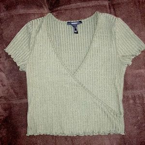 Army green cross-breast crop top